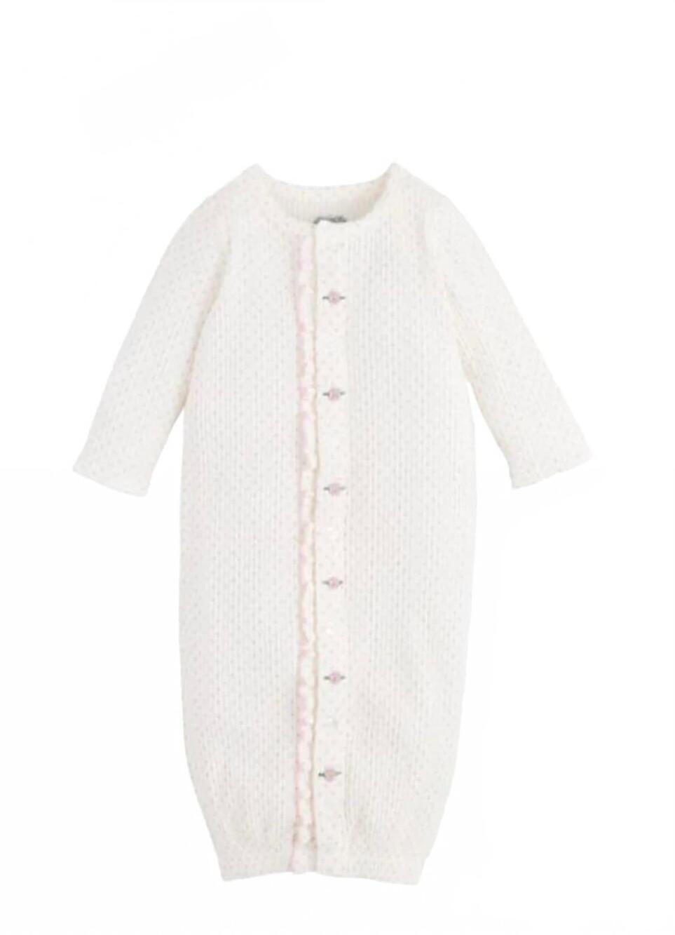NEW MUDPIE girl's rosette polka dot gown in white